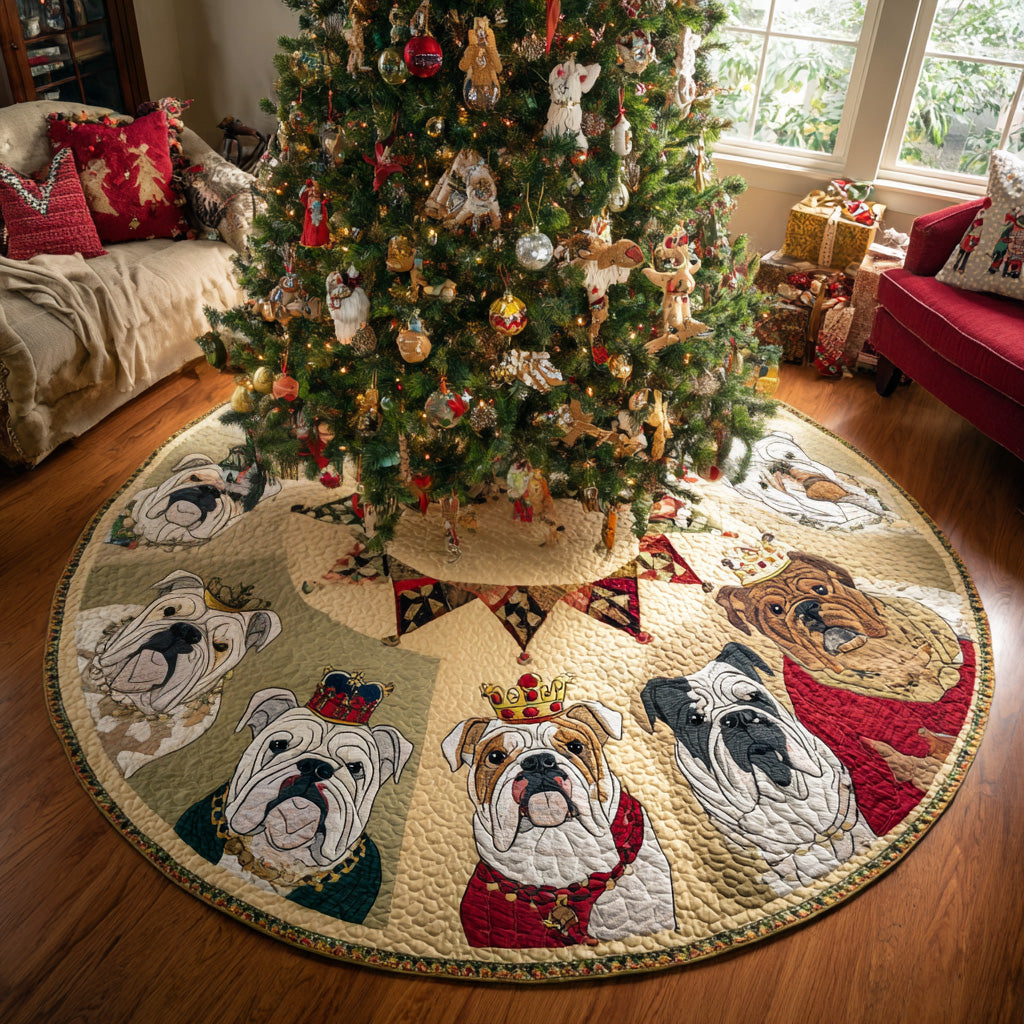 Festive Wrinkle Pup Quilted Christmas Tree Skirt Holiday Decorations Cute French Bulldog Gifts