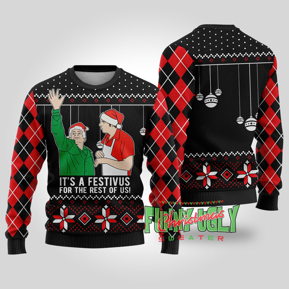 Festivus For The Rest Of Us Seinfeld Funny Christmas Sweater Black Trending Christmas Merch Gift 2025 Collection