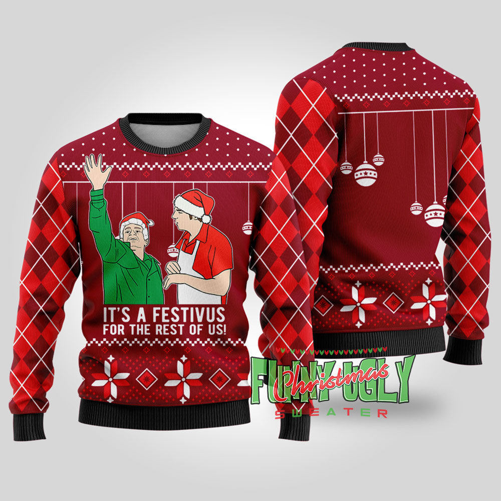 Festivus For The Rest Of Us Seinfeld Funny Christmas Sweater Cardinal Red Festive Sweatshirt for Christmas Celebrations