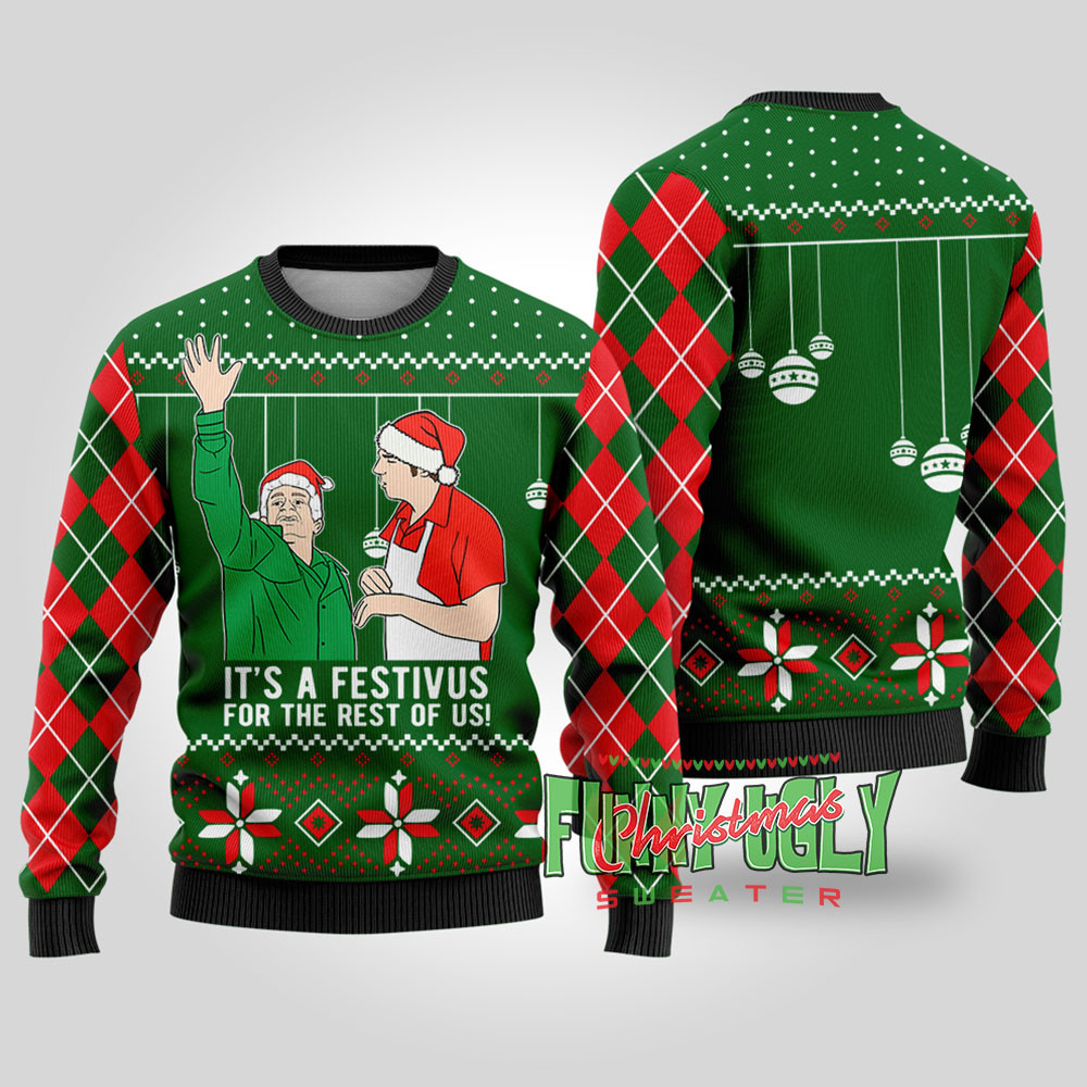 Festivus For The Rest Of Us Seinfeld Funny Christmas Sweater Forest Green Christmas Merch Gift That Brings Joy and Warmth