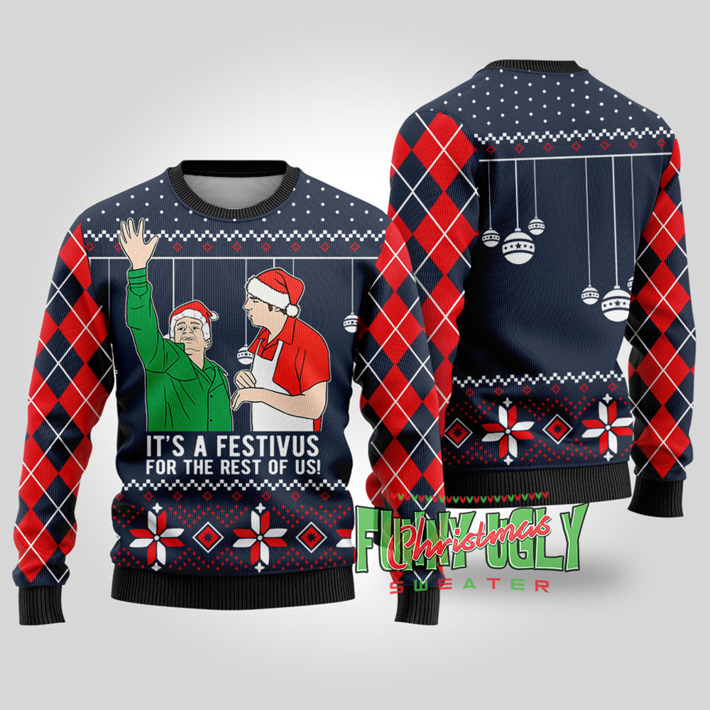 Festivus For The Rest Of Us Seinfeld Funny Christmas Sweater Navy Trendy Christmas Sweater for Winter Outfits