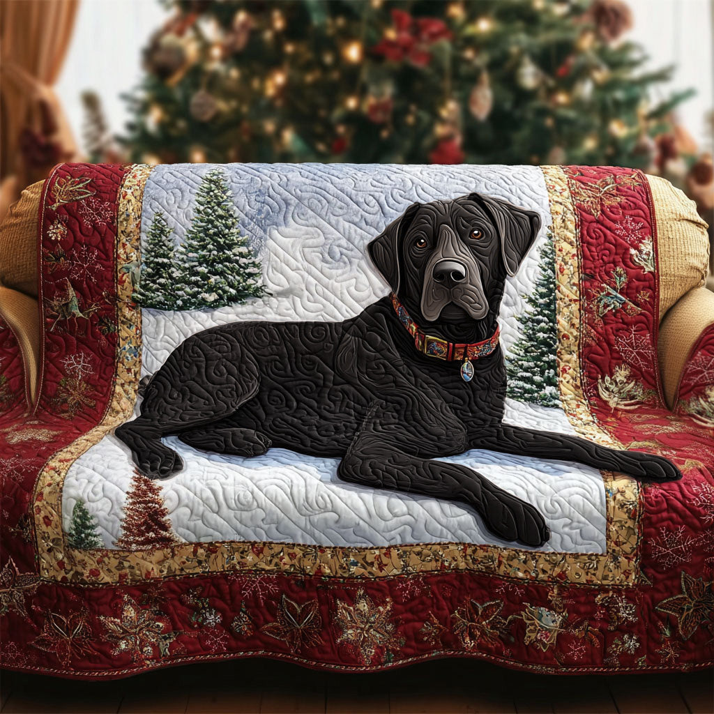 Fetch the Day Black Lab Quilted Sofa Cover Christmas Living Decor Gifts For Dog Owners