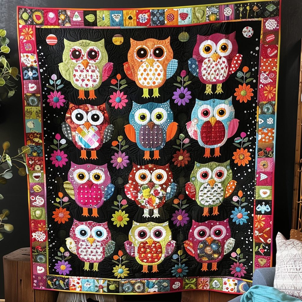 Fetching Owls Quilted Blanket Gift For Owl Lover
