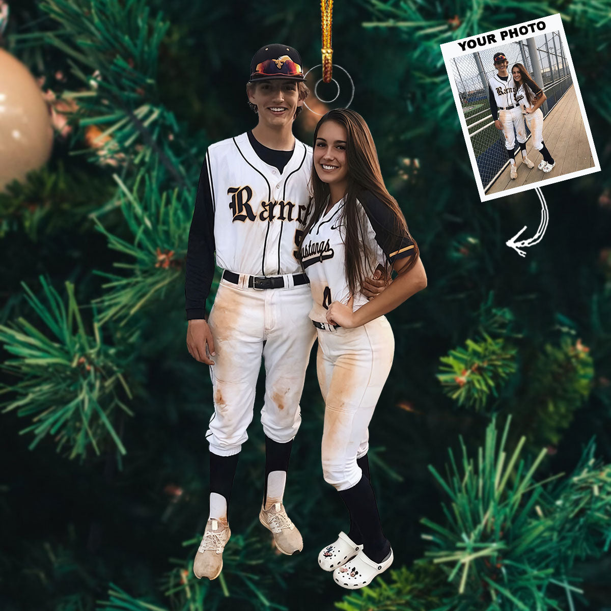 Field Champions Personalized Photo Mica Ornament Gift For Couple Family Members