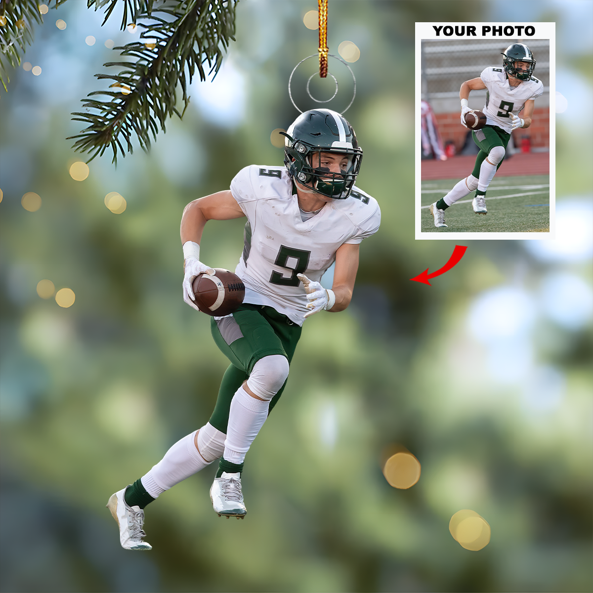 Field Charge Personalized Photo Mica Ornament Gift For Football Lovers Football Player