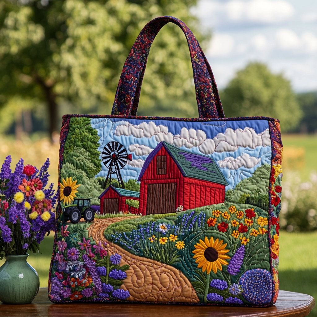 Field Journey Quilted Tote Bag Gift With Sunflowers