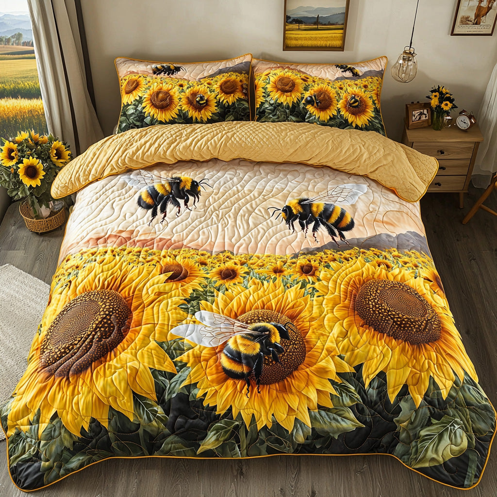 Field Of Flight Quilted Bedding Set Perfect Bedding Gift Set for Family and Friends