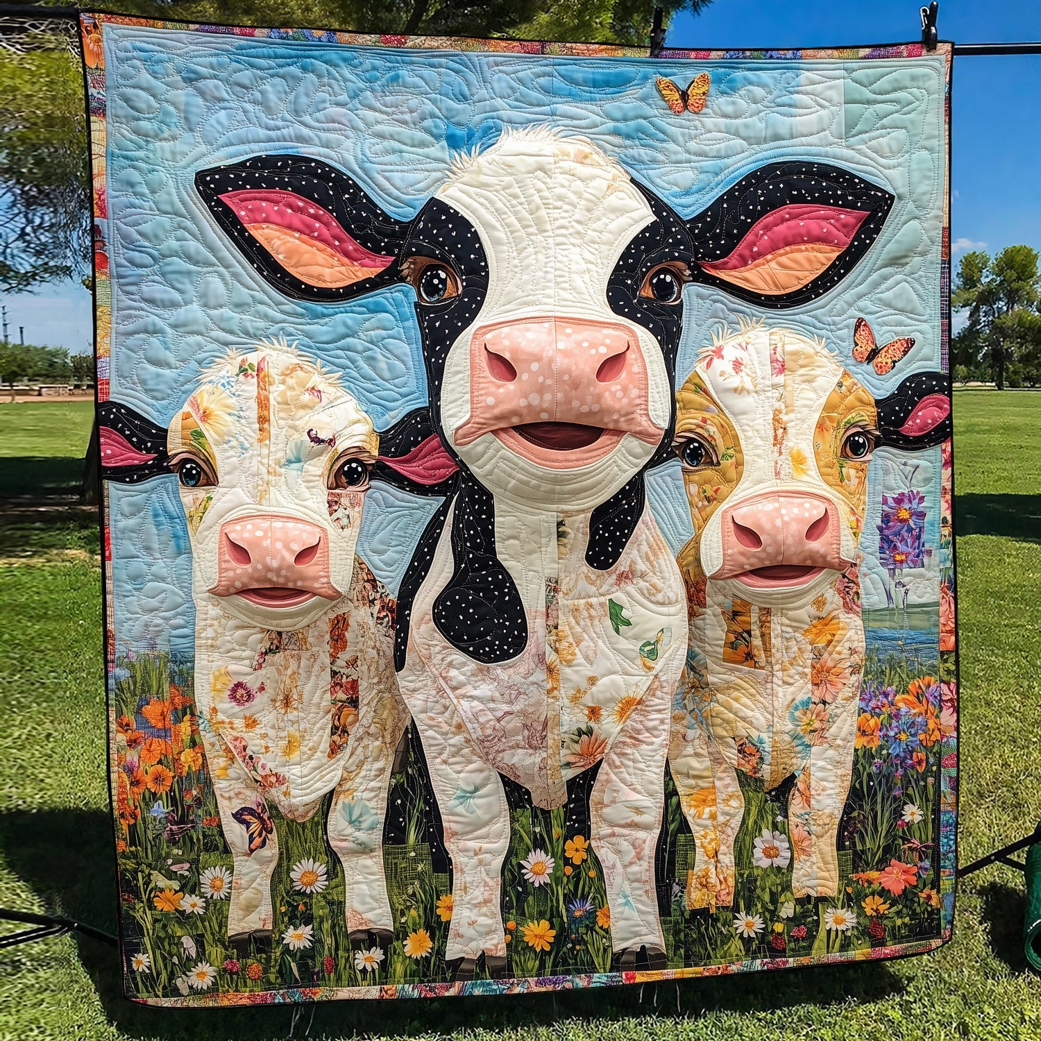 Field of Friends Quilted Blanket Cow Gifts For Cow Loversr