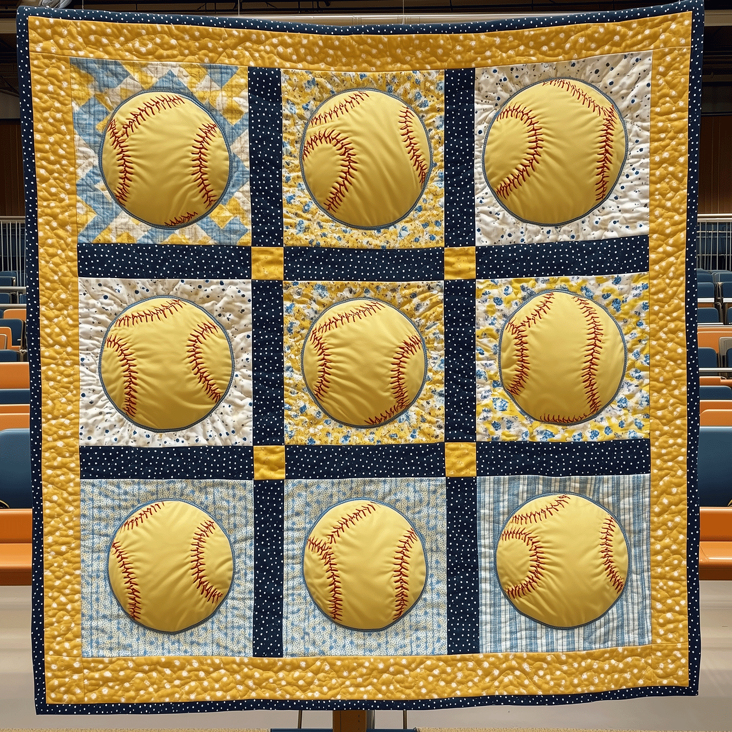 Field of Softball Quilted Blanket Cute Blankets For Girlfriend