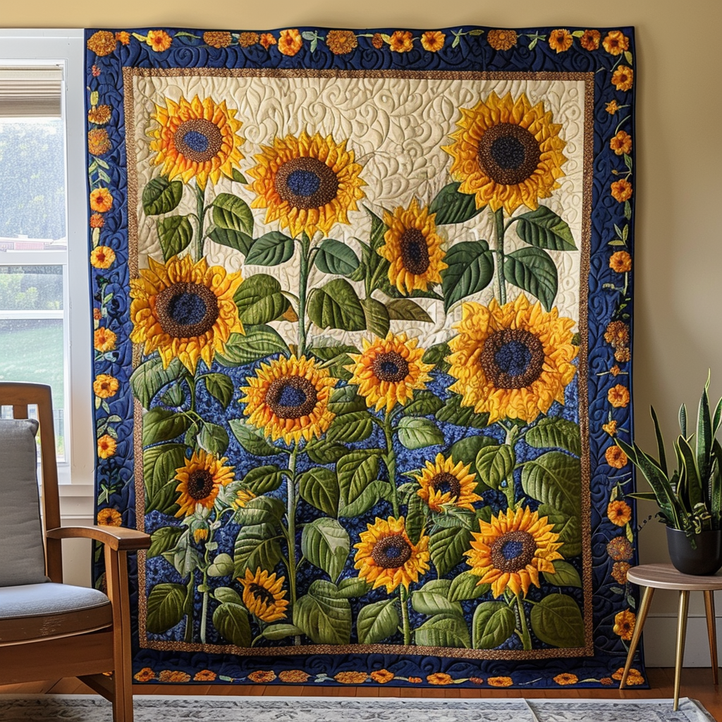 Field of Sunflowers Quilted Blanket Gifts For Sunflower Lovers