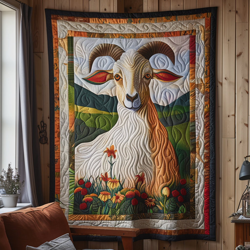 Field Ram Quilted Blanket Gifts For Goat Lovers