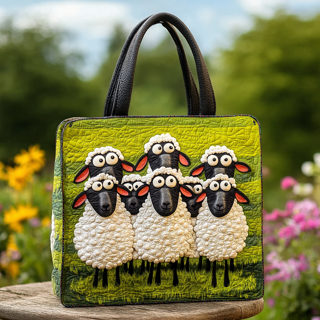 Field Sheep Quilted Tote Bag Sheep Gifts For Adults