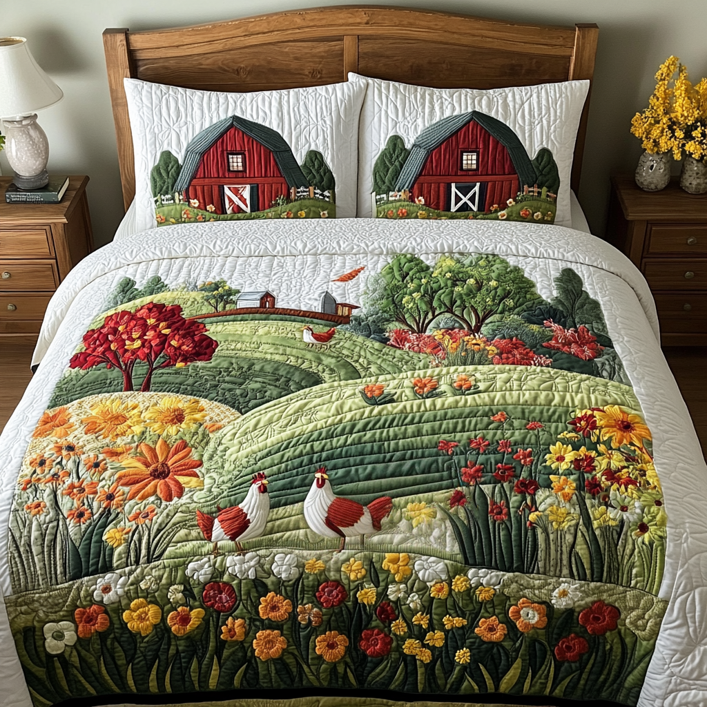Fields Bloom Quilted Bedding Set Farmhouse Bedroom Idea Holiday Gift Ideas