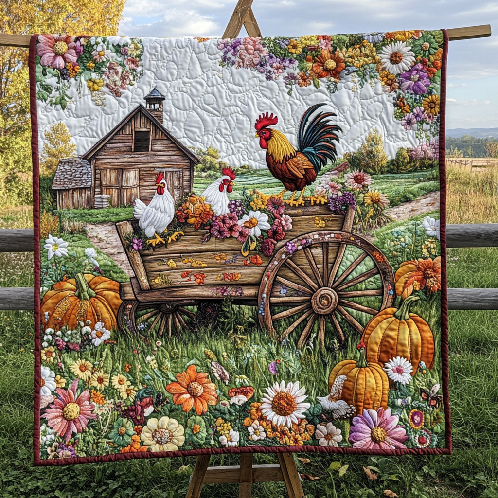Fields of Beauty Quilted Blanket Christmas Throw Blanket Chicken Lover Presents