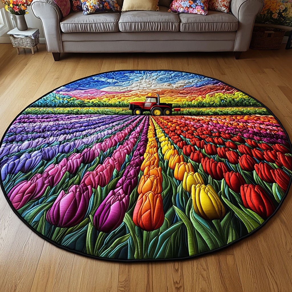 Fields of Bloom Quilted Round Mat Christmas Entryway Decor Christmas Present For A Farmer