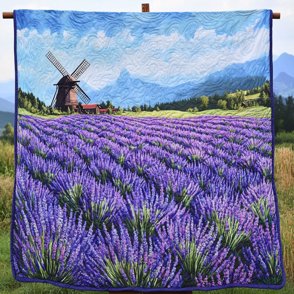 Fields of Calm Quilted Blanket Holiday Throw Blanket Flower Lavender Gift Ideas