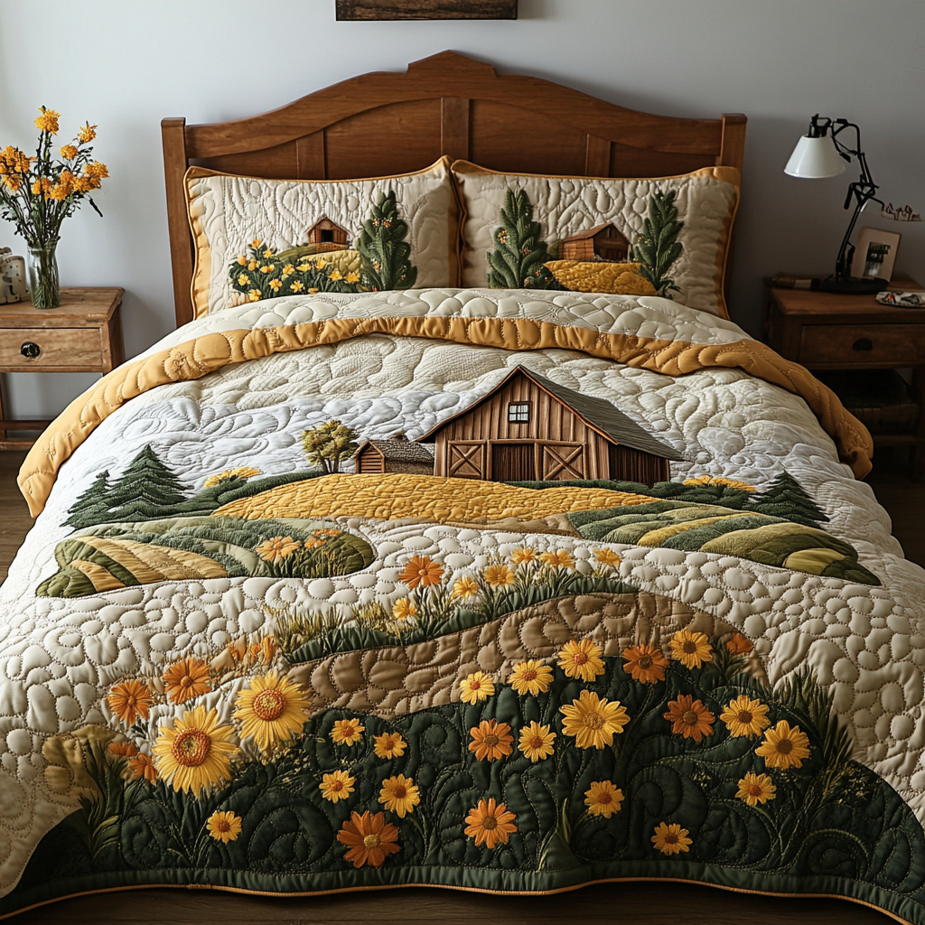 Fields of Gold Quilted Bedding Set Farmhouse Bed Ideas Great Family Gifts