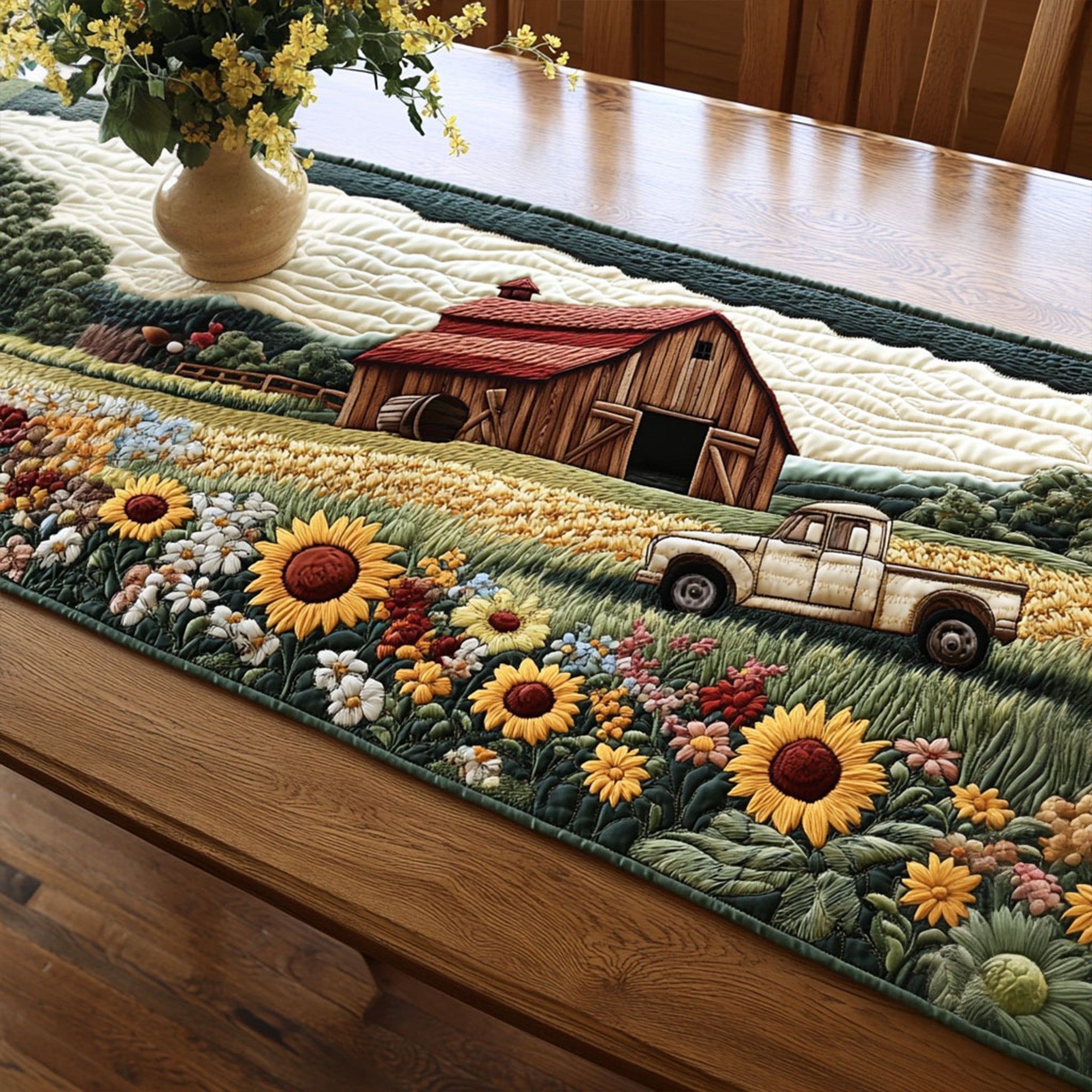 Fields of Gold Quilted Table Runner Farmhouse Table Runner Best Gifts For Dad