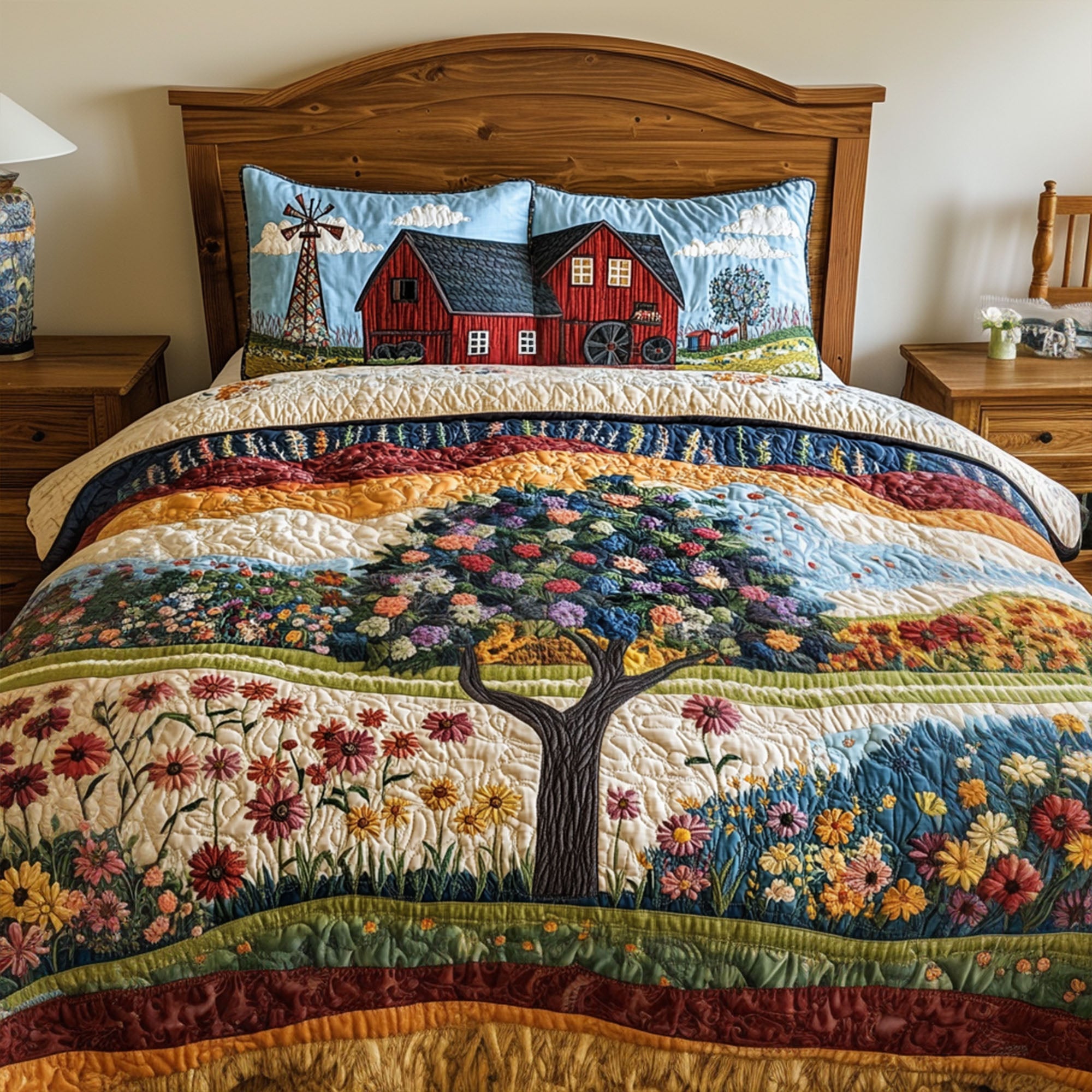 Fields of Plenty Quilted Bedding Set Bed Decorations Tractor Gifts For Men