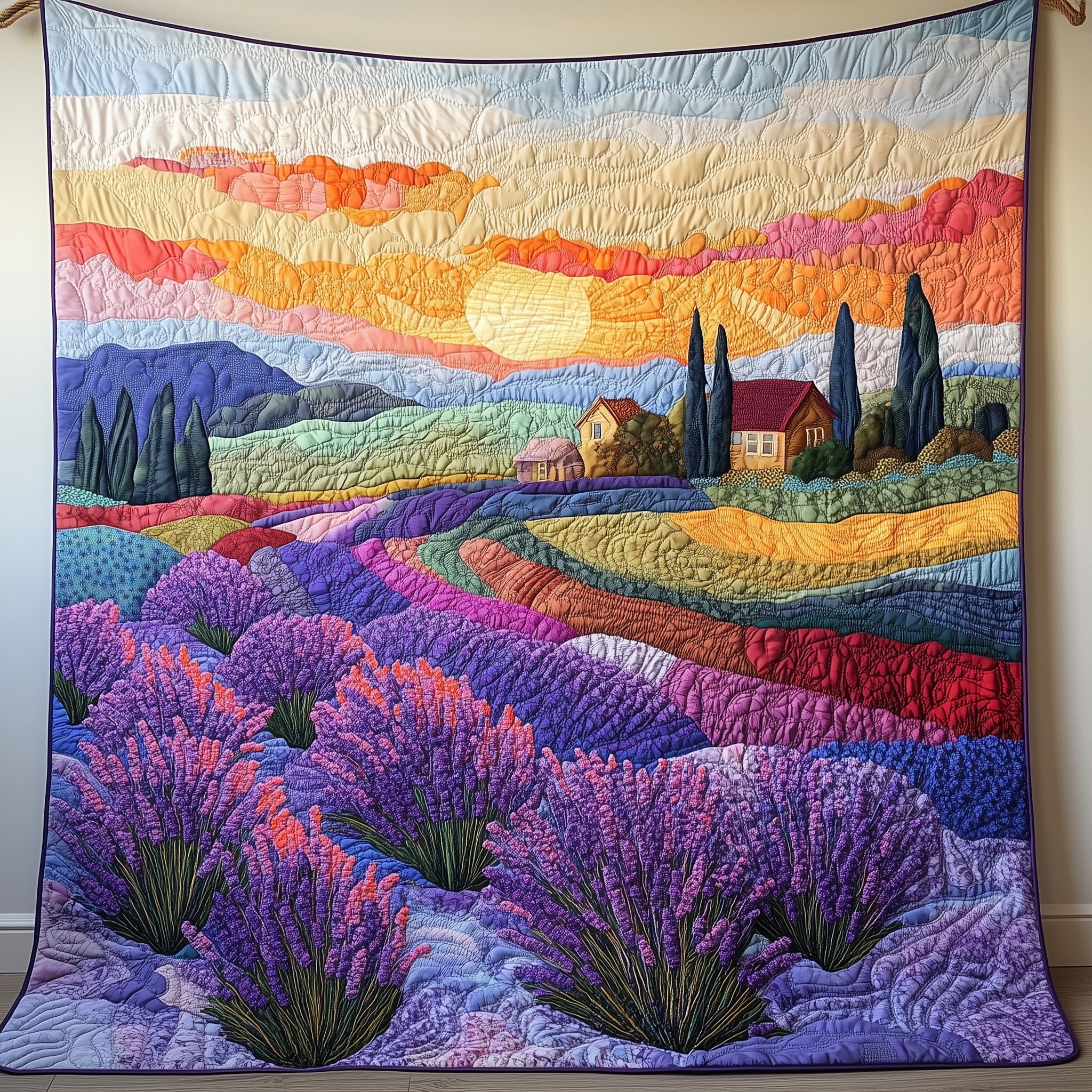 Fields of Purple Dreams Quilted Blanket Couch Throw BlanketBest Family Presents For Christmas