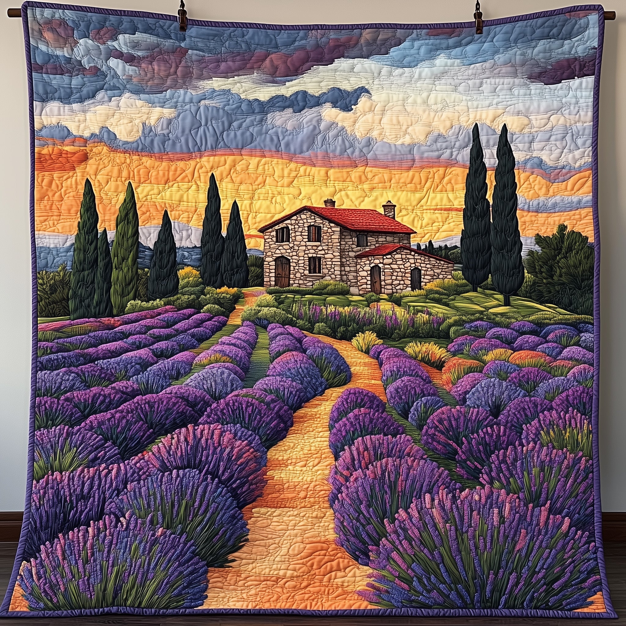 Fields of Purple Dreams Quilted Blanket Couch Throw BlanketBest Family Xmas Gifts