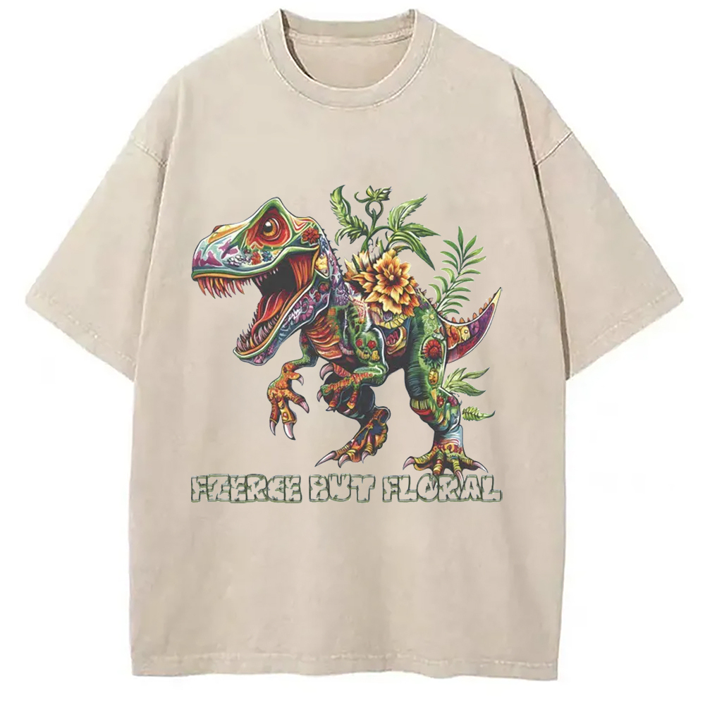 Fierce But Floral Washed T-Shirt Everyday Comfort Graphic Shirt Gifts For Besties