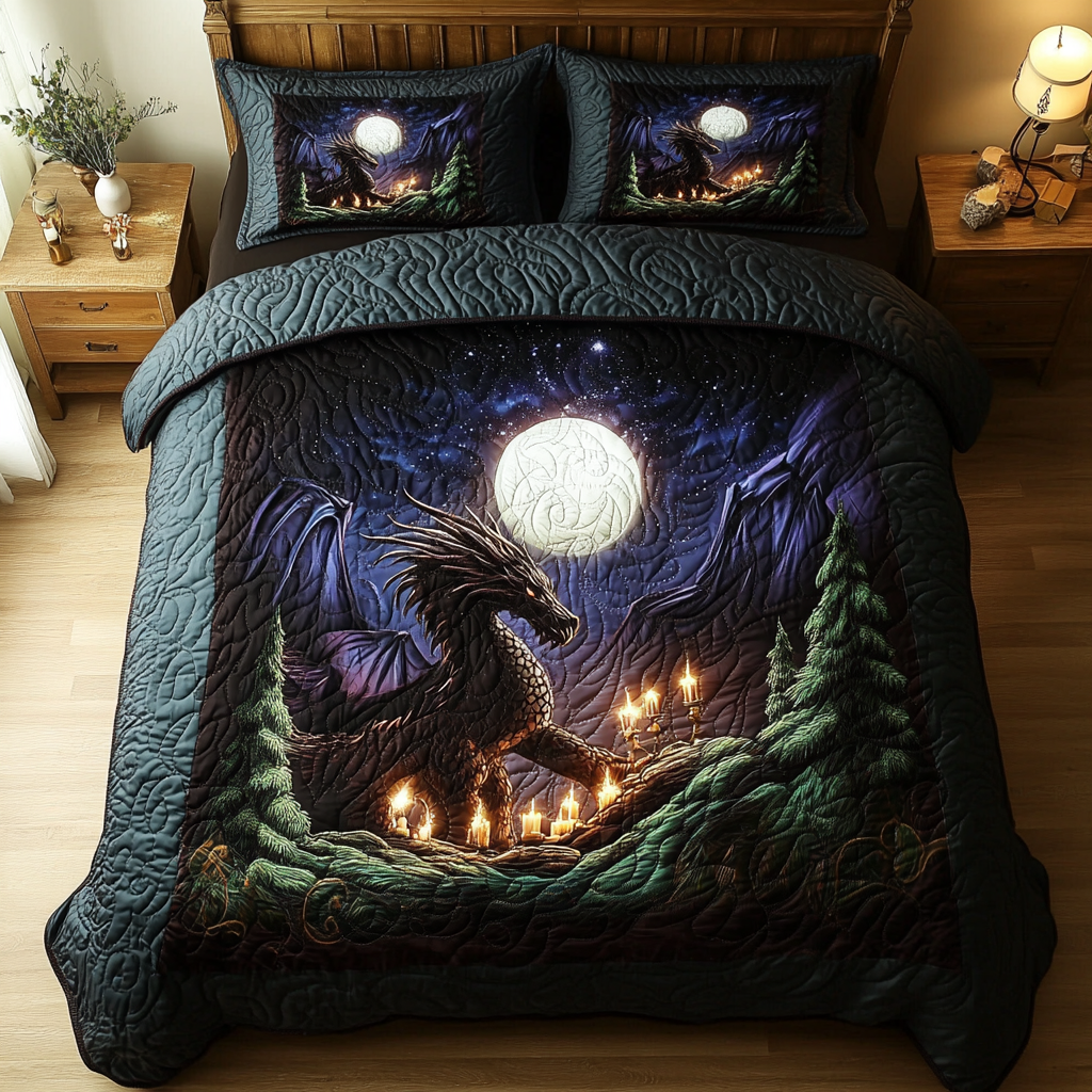 Fierce Roar Quilted Bedding Set Bed Decor Ideas Cool Gifts For Dragon Lovers