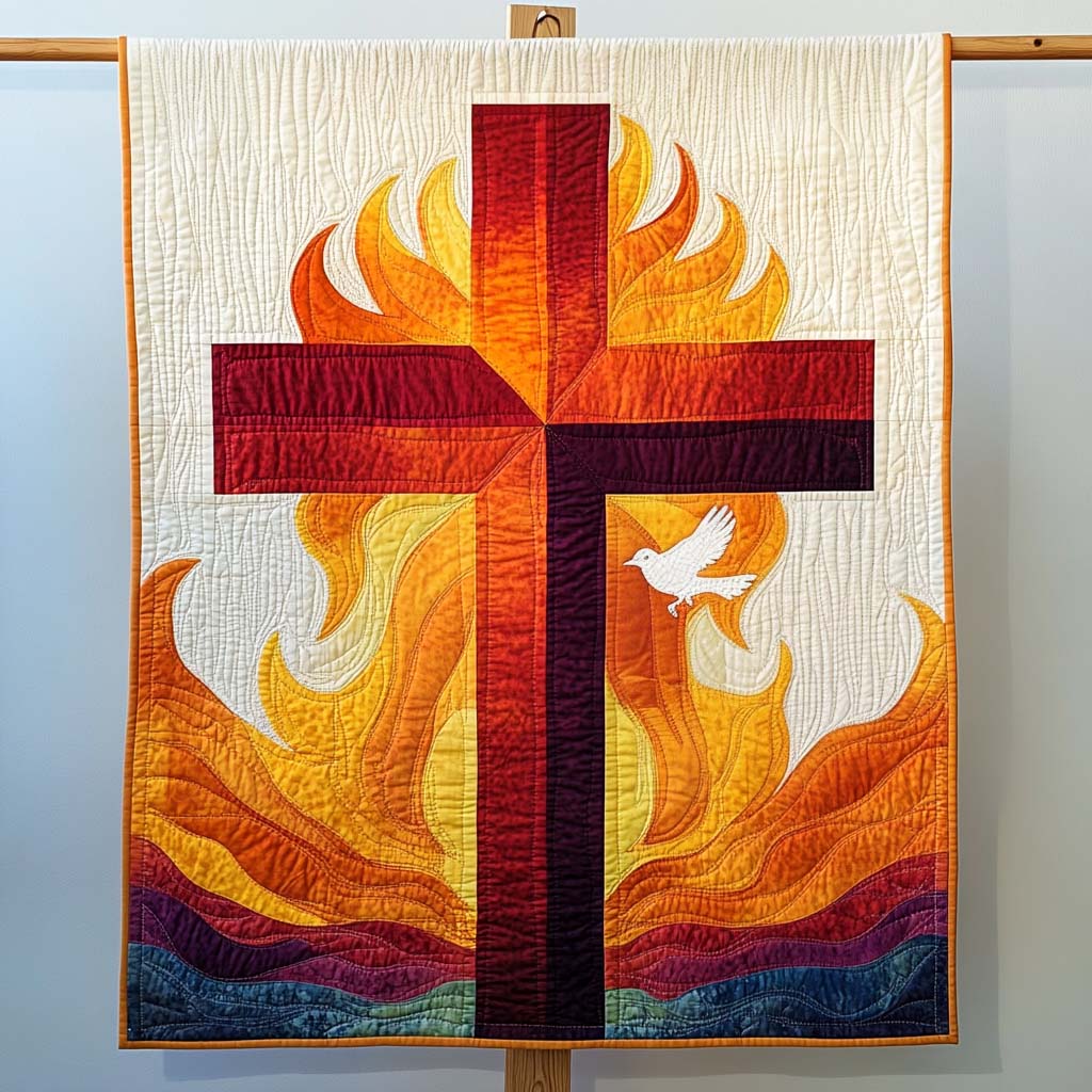 Fiery Emblem Quilted Blanket Christian Christmas Gifts