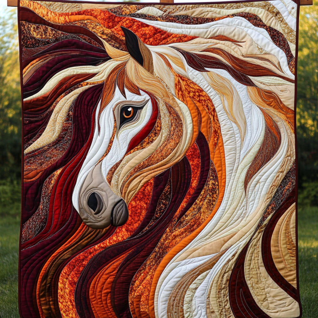 Fiery Gallop Quilted Blanket Best Couch Throw Blanket Horse Themed Presents