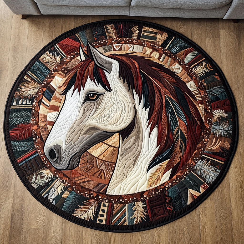 Fiery Hooves Quilted Round Mat Front Door Entryway Ideas Unique Horse Gifts For Ladies