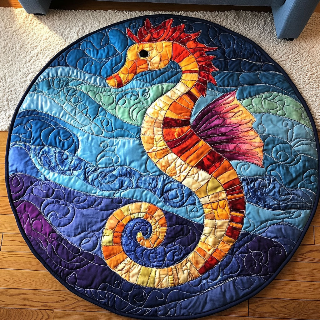 Fiery Quilted Round Mat Home Front Door Design Gift For Ocean Lover