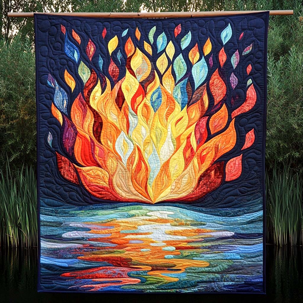 Fiery Reflection Quilted Blanket Cute Blankets For Girlfriend