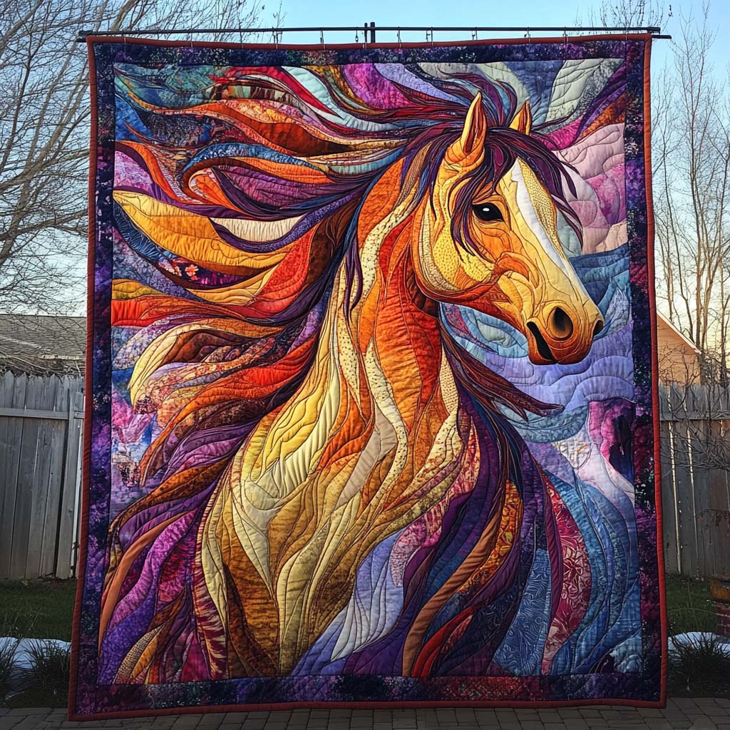 Fiery Spirit Quilted Blanket Luxury Gifts For Horse Lovers