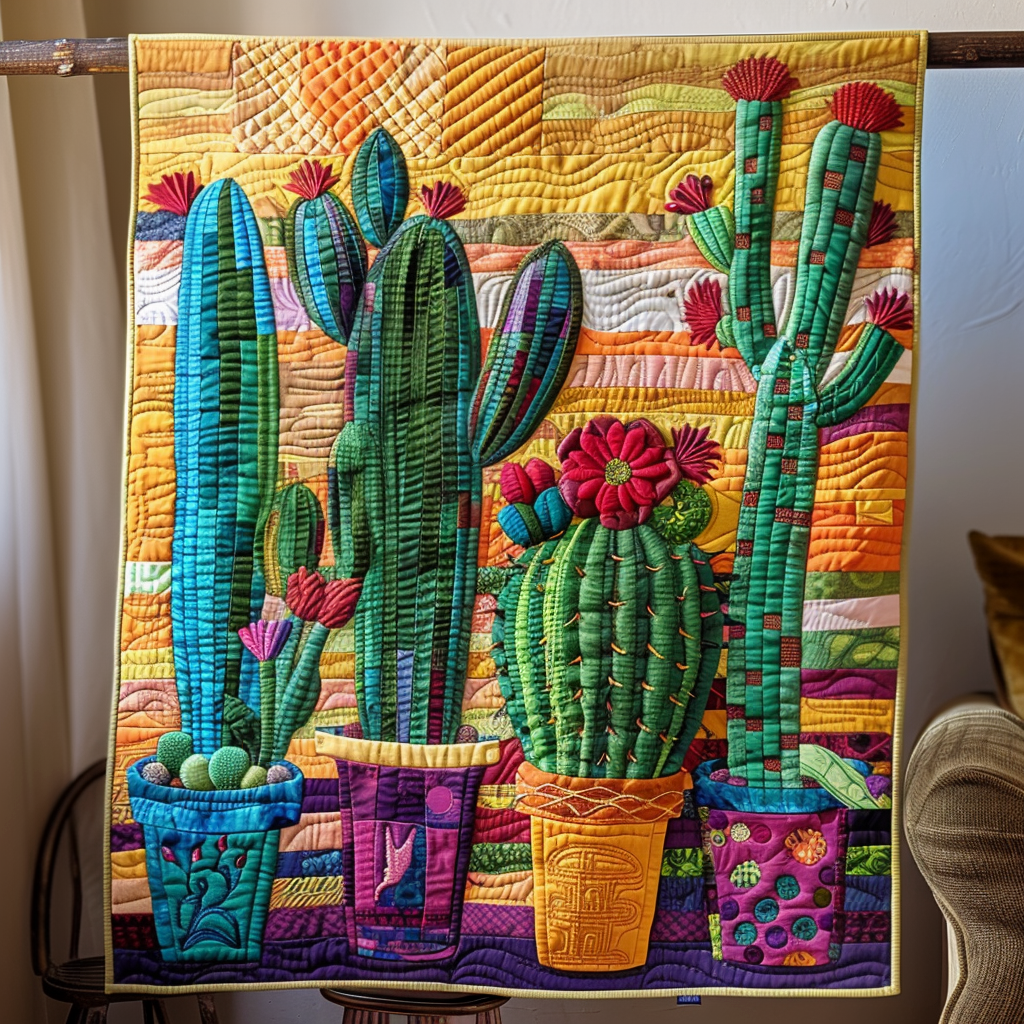Fiesta Cactus Quilted Blanket Cute Blankets For Bed