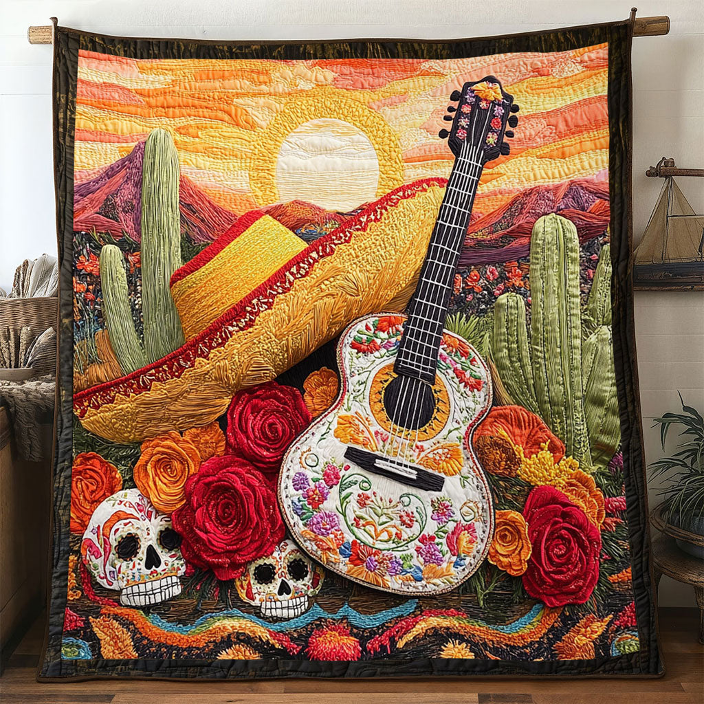 Fiesta Guitar Quilt Blanket Best Throw Blanket Christmas Gift For Guitar Teacher