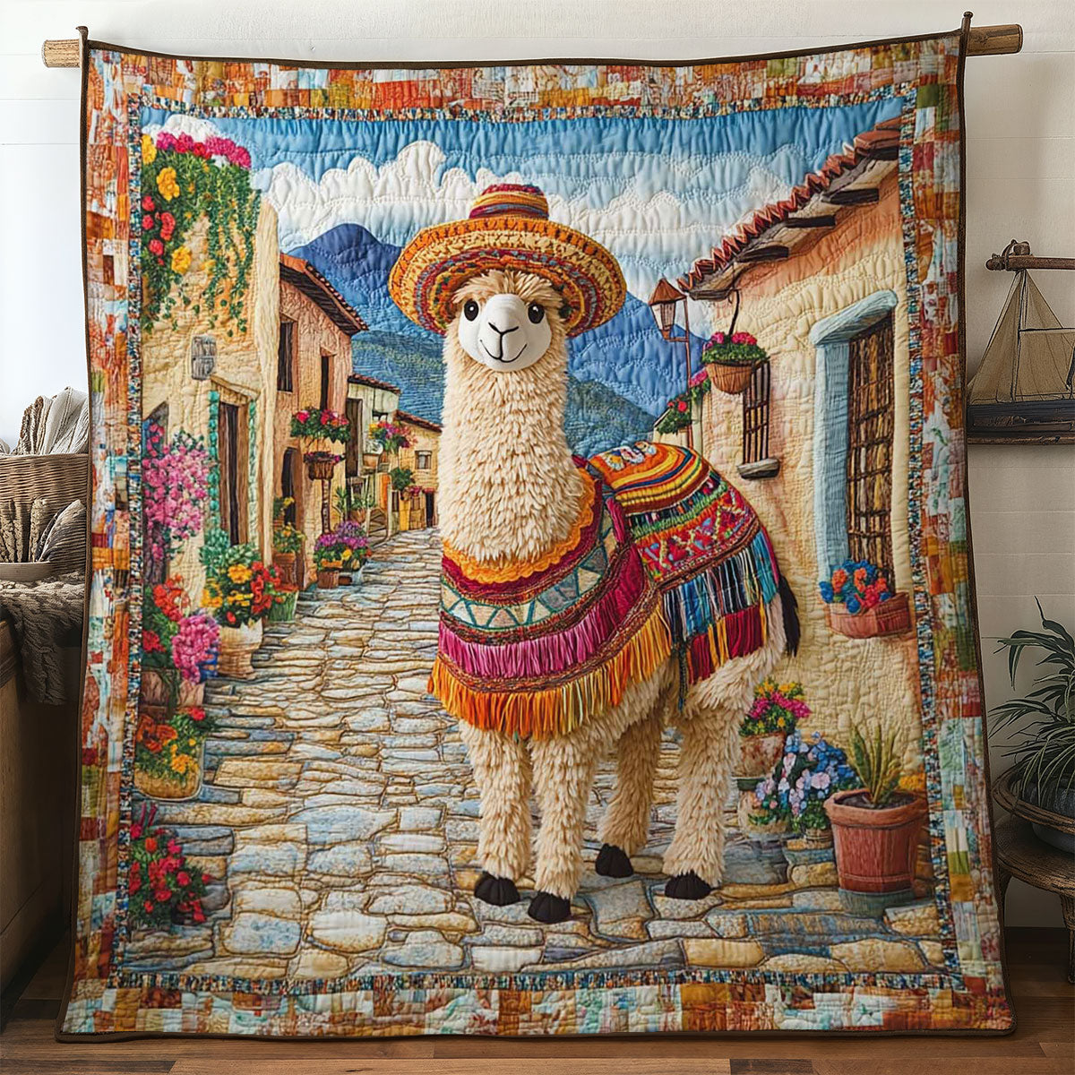 Fiesta Llama Quilt Lightweight Quilt Blanket for Year-Round Comfort