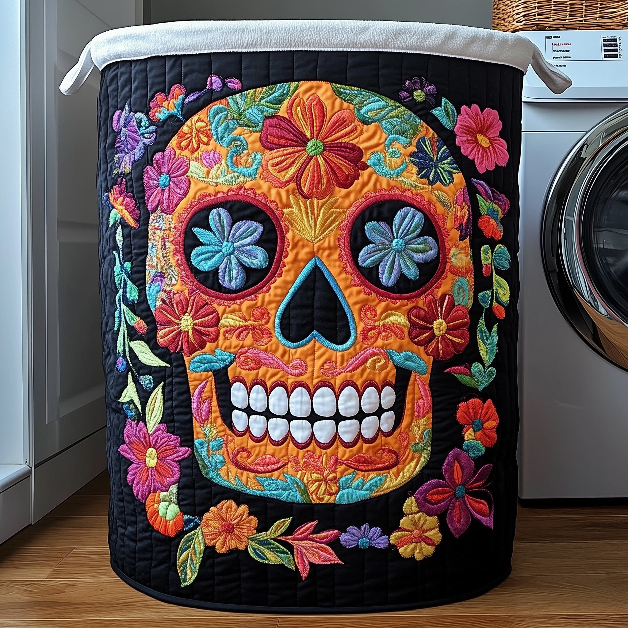Fiesta Skull Quilted Laundry Basket Father's Day Merch Gift