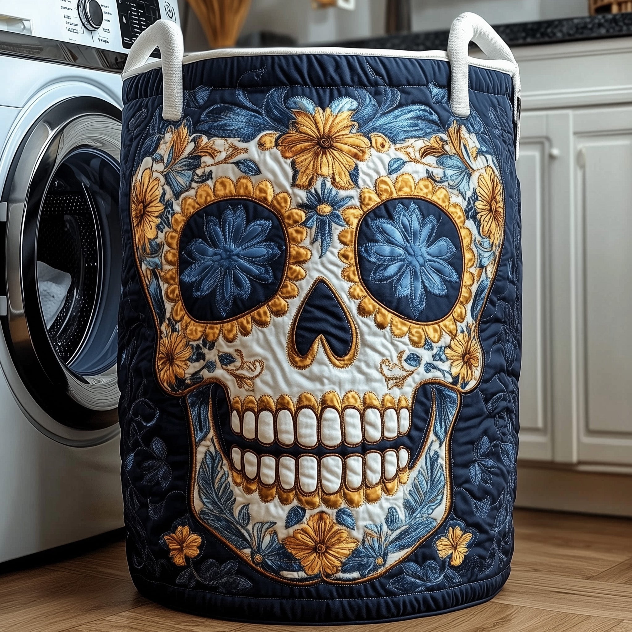 Fiesta Skull Quilted Laundry Basket Holiday Merch Gift