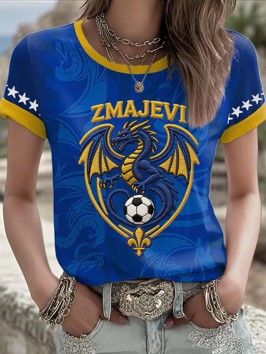 FIFA World Cup 2026 Bosnia Flag T-Shirt ZMAJEVI Dragon Soccer Apparel Supporters Gift