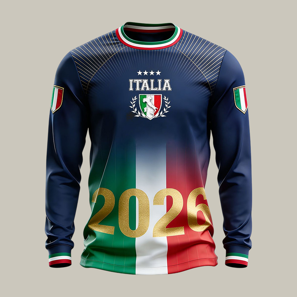FIFA World Cup 2026 Italia Team Long Sleeve Shirt FIFA World Cup 2026 Apparel Present For Him