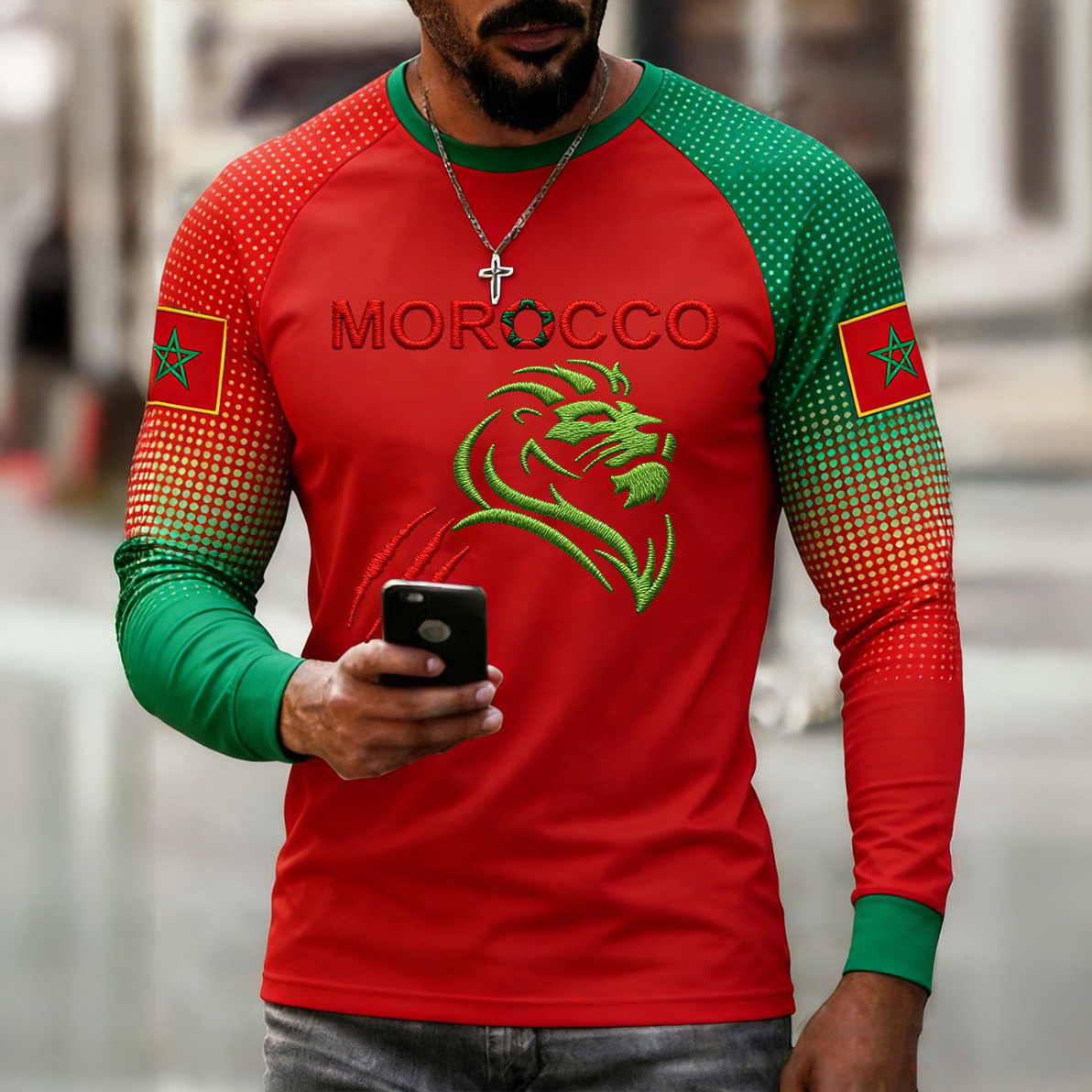 FIFA World Cup 2026 Morocco Long Sleeve Shirt Morocco National Soccer Team Fan Father's Day Gift Idea