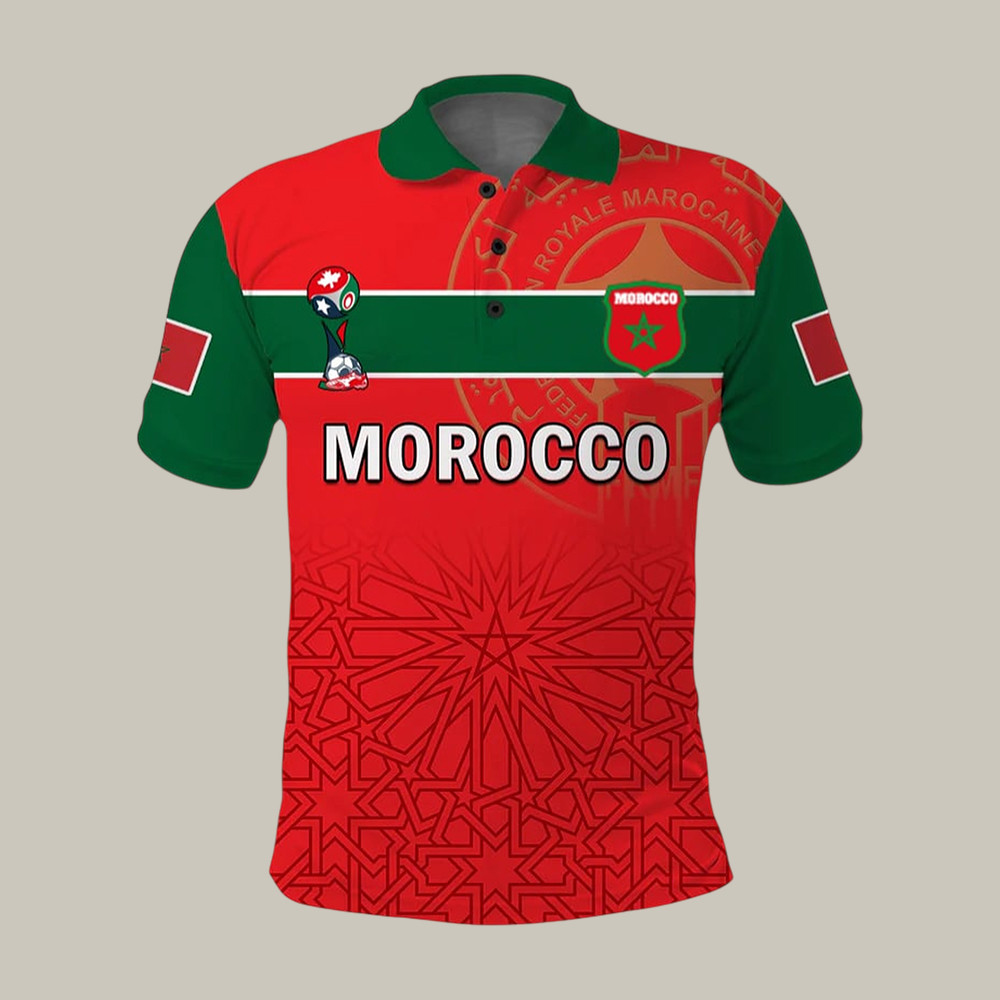 FIFA World Cup 2026 Morocco Polo Shirt Morocco Soccer Team Clothes Fan Gift For Dad