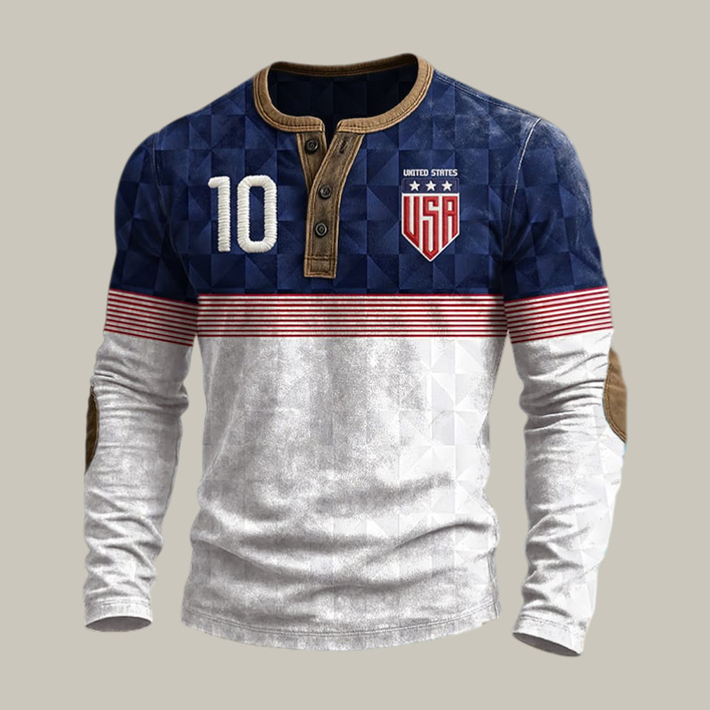 FIFA World Cup 2026 USA 10 Button Long Sleeve Shirt US National Soccer Team Apparel Father's Day Gift