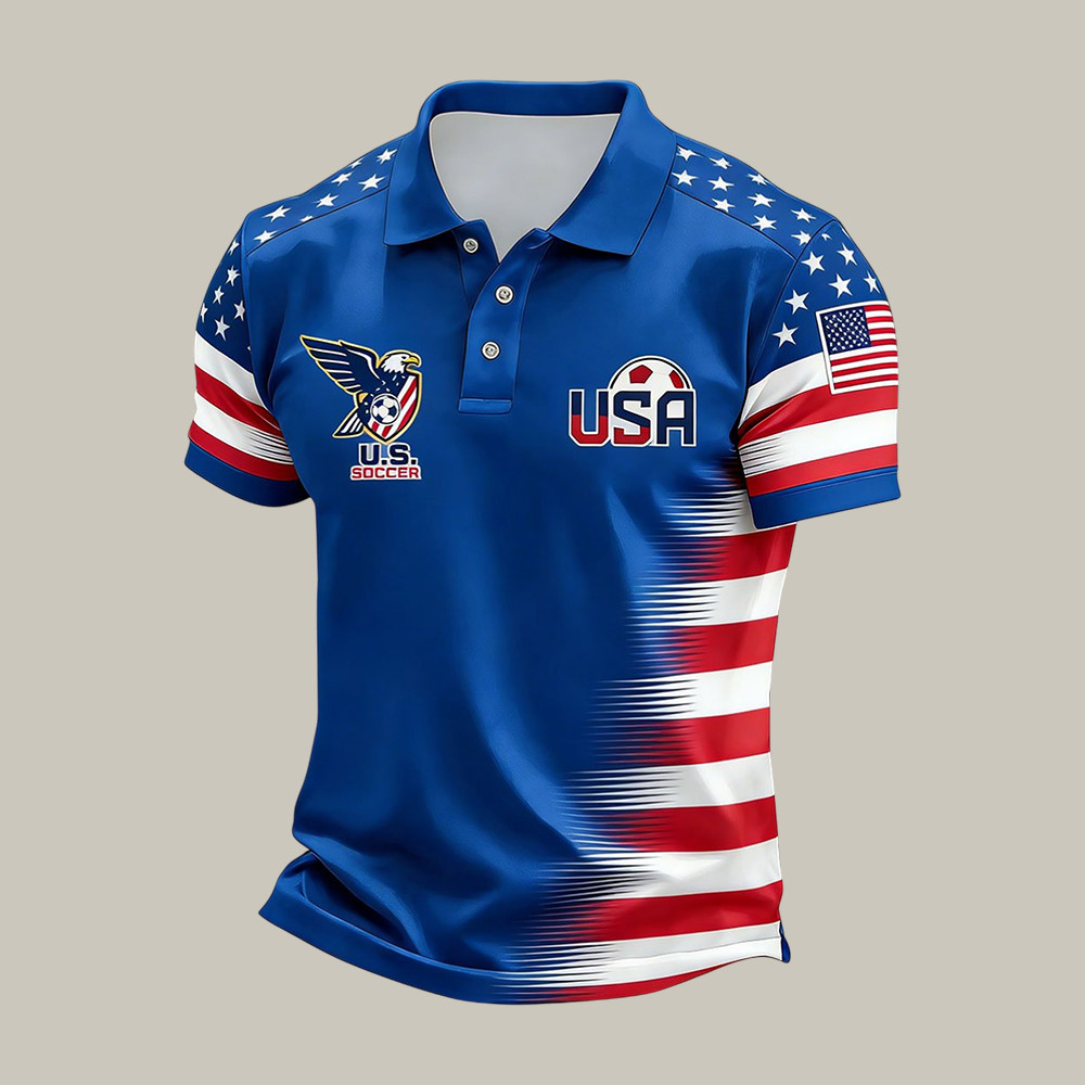 FIFA World Cup 2026 USA Eagle Polo Shirt American Flag Soccer Clothes Gift For Him