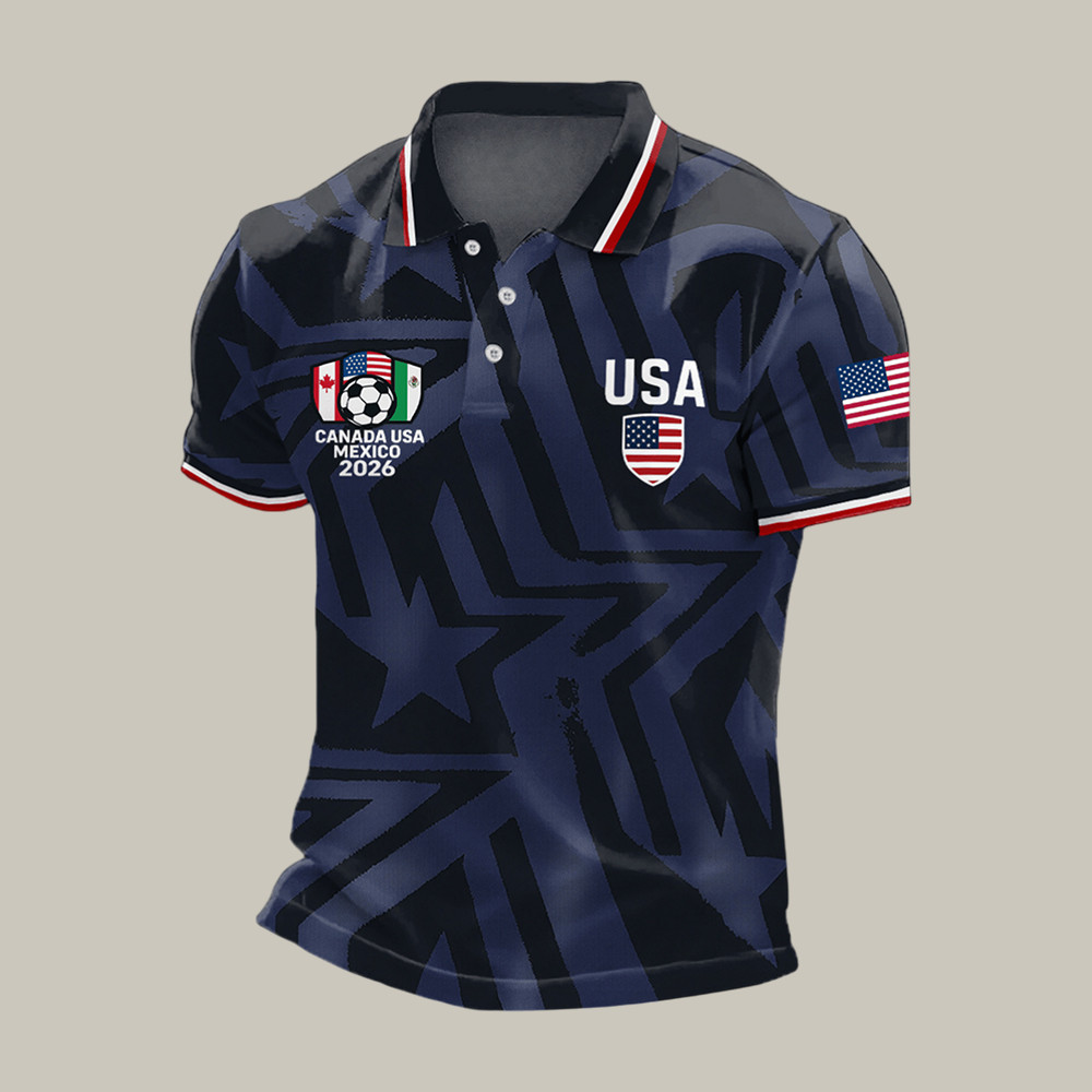 FIFA World Cup 2026 USA Polo Shirt American Flag Soccer Clothes Gift For Husband