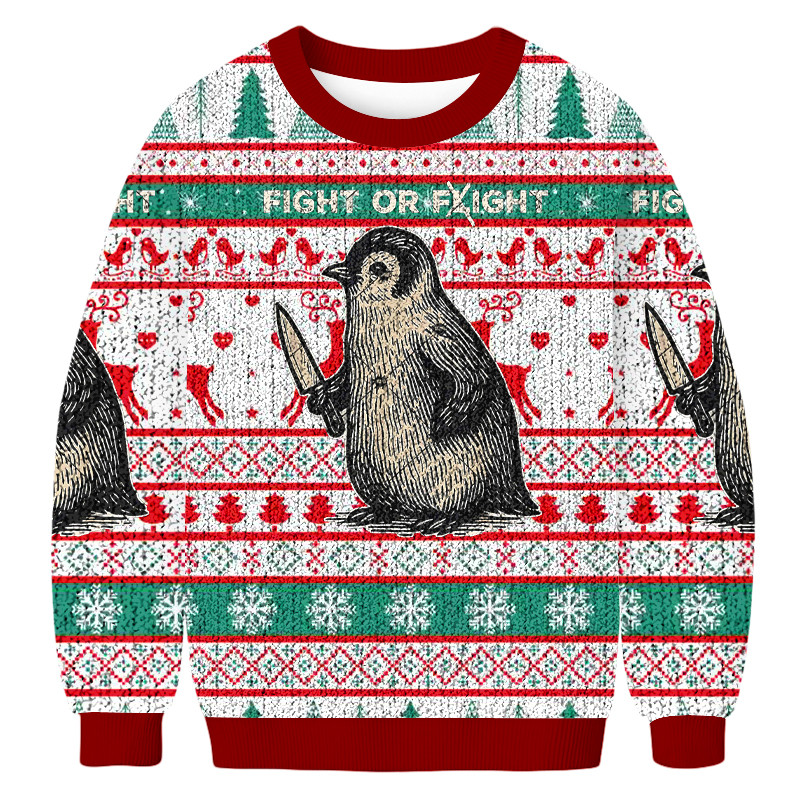 Fight Or Flight Penguin Fun Christmas Ugly Sweater Xmas Wear Penguin Lover Christmas Gifts