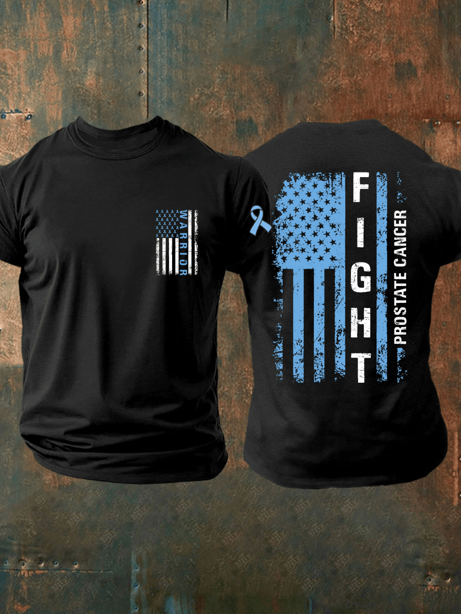 Fight Prostate Cancer Shirt Mens American Flag Print Gift For Friend With Cancer