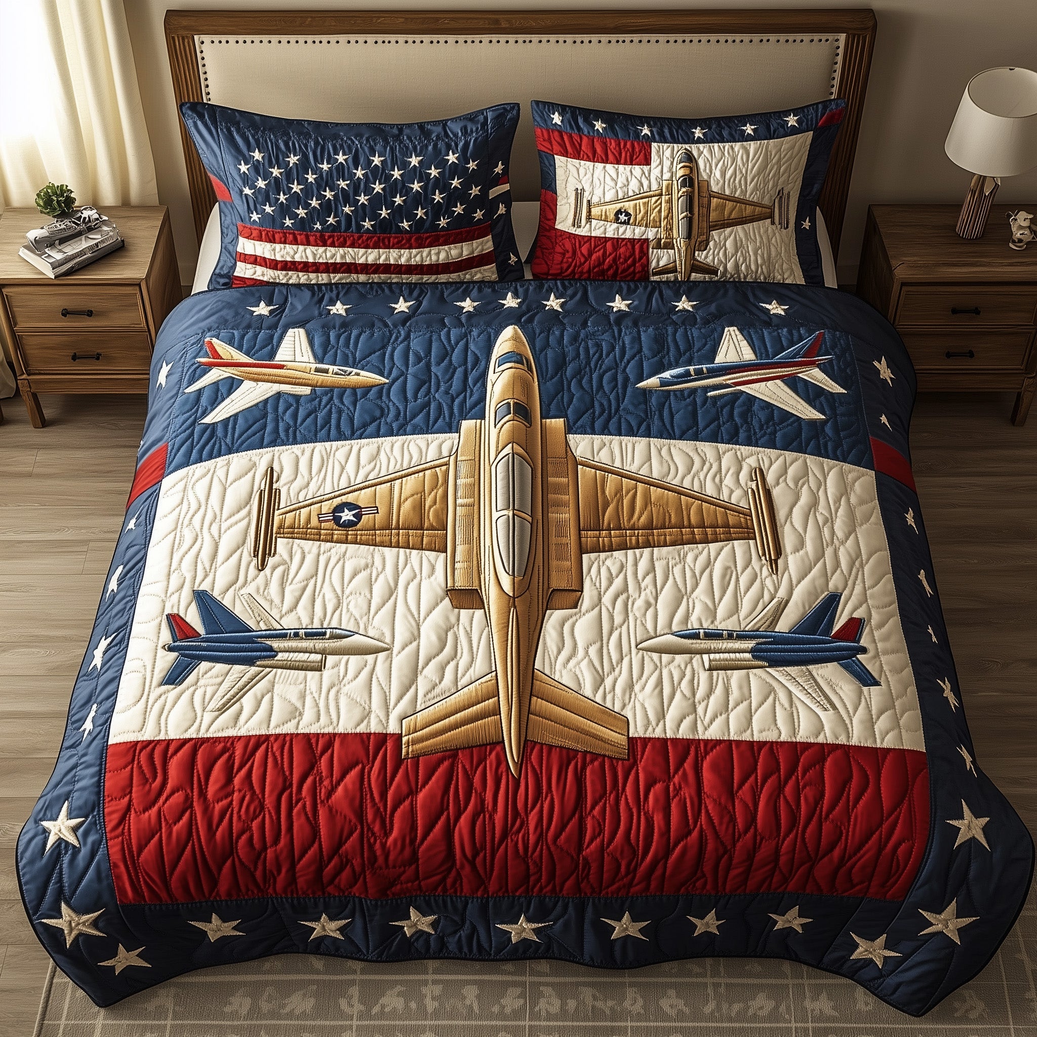 Fighter Jets Quilted Bedding Set Duvet Cover Bed Sheet Christmas Ideas For Family
