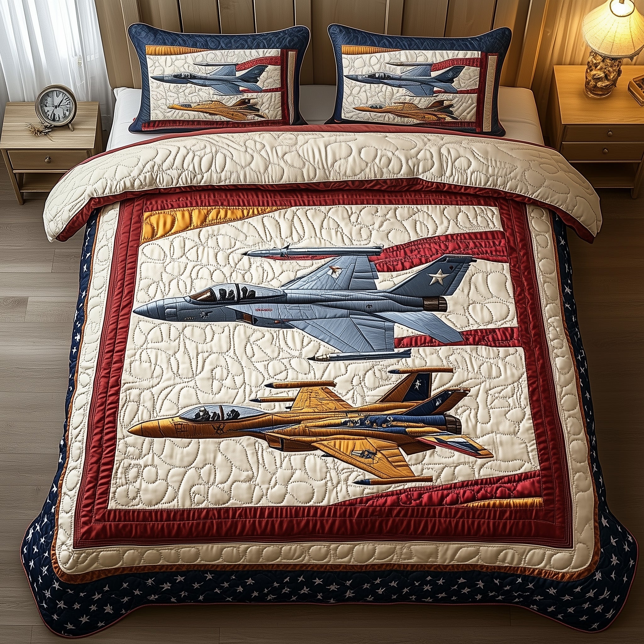 Fighter Jets Quilted Bedding Set Duvet Cover Bed Sheet Family Xmas Ideas