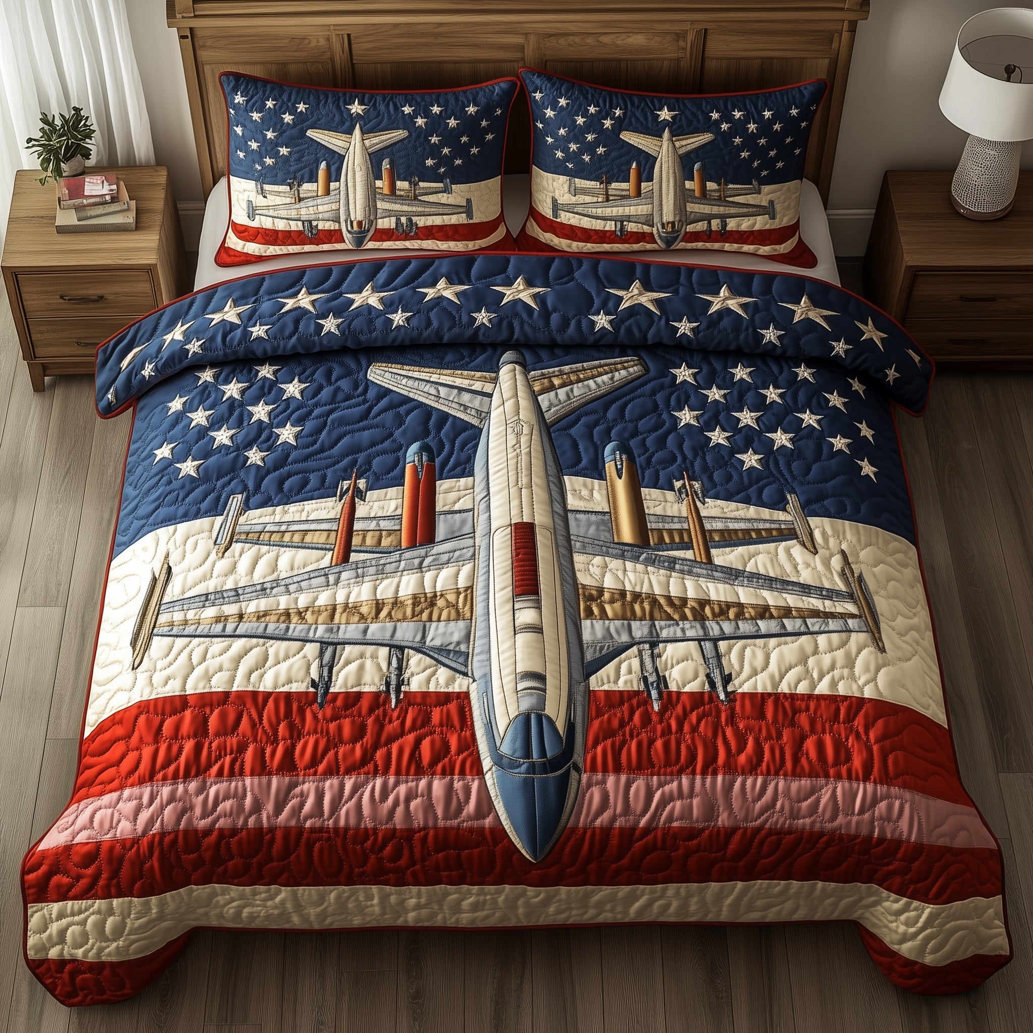 Fighter Jets Quilted Bedding Set Duvet Cover Bed Sheet Family Xmas Present Ideas